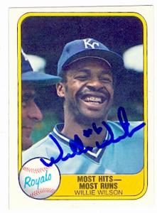 69147 Willie Wilson Autographed Baseball Card Kansas City Royals 1981 Fleer No. 653 -  Autograph Warehouse