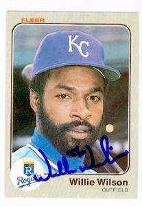 69161 Willie Wilson Autographed Baseball Card Kansas City Royals 1983 Fleer No. 128 -  Autograph Warehouse