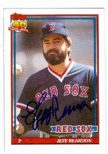 69174 Jeff Reardon Autographed Baseball Card Boston Red Sox 1991 Topps No. 605