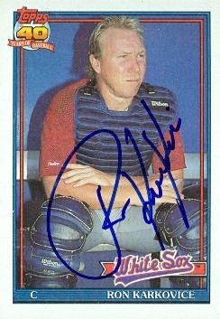 70016 Ron Karkovice Autographed Baseball Card Chicago White Sox 1991 Topps No. 568