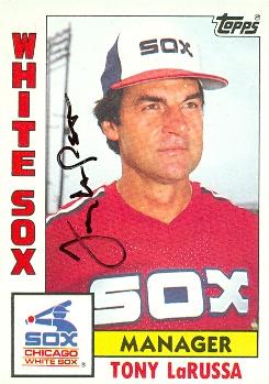 70142 Tony Larussa Autographed Baseball Card Chicago White Sox 1984 Topps No. 591