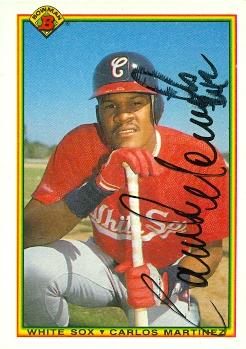 70267 Carlos Martinez Autographed Baseball Card Chicago White Sox 1990 Bowman No. 322