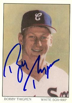 70337 Bobby Thigpen Autographed Baseball Card Chicago White Sox 1990 Score No. 694