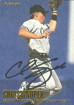 70419 Chris Snopek Autographed Baseball Card Chicago White Sox 1996 Fleer No. U28