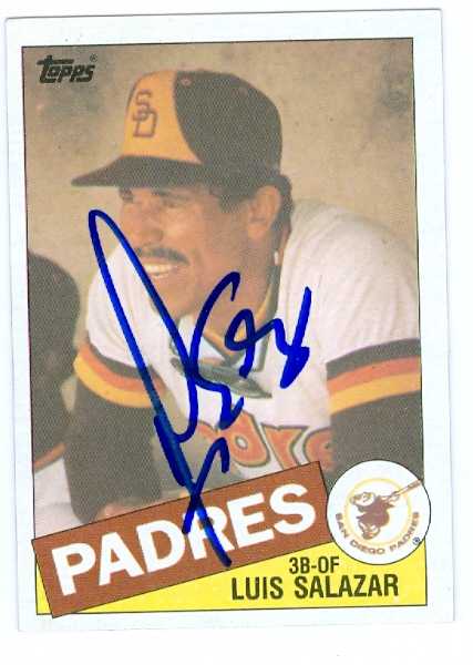 71386 Luis Salazar Autographed Baseball Card San Diego Padres 1985 Topps No. 789 -  Autograph Warehouse