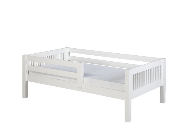 C313-Wh Day Bed With Front Guard Rail Mission Headboard White Finish- Twin Size Mattress