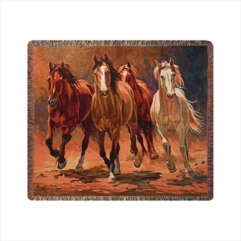Picture of Manual Woodworkers and Weavers ATHBHB Hoof Beats and Heartbeats Tapestry Throw Blanket Jacquard Woven Fashionable Design 50 X 60 in.