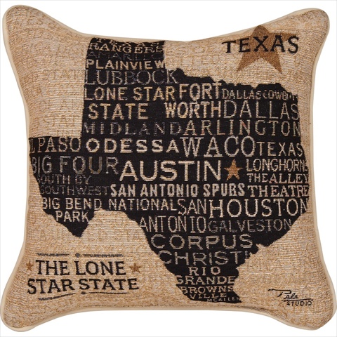Picture of Manual Woodworkers and Weavers TLUSTX Usa Texas Printed Pillow Pela Studios Artwork Cotton- Poly Blend 17 X 17 in.