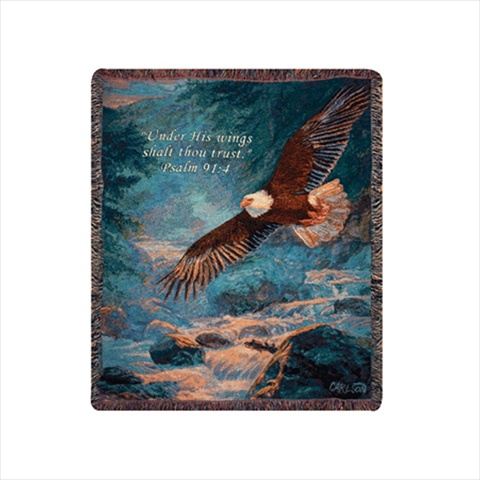 Manual Woodworkers and Weavers  American Majesty With Verse Tapestry Throw Blanket Fashionable Jacquard Woven 50 X 60 in.