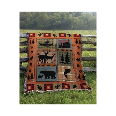 Picture of Manual Woodworkers and Weavers ATBRLD Bear Lodge Tapestry Throw Blanket Fashionable Jacquard Woven 50 X 60 in.