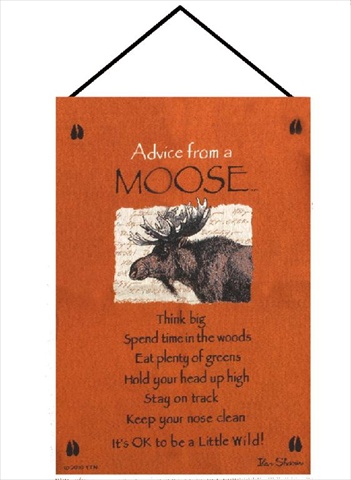 Manual Woodworkers and Weavers HWAMSE Advice From A Moose Tapestry Wall Hanging Vertical 17 X 26 in.