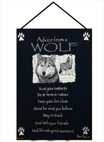 Manual Woodworkers and Weavers HWAWLF Advice From A Wolf Tapestry Wall Hanging Vertical 17 X 26 in.