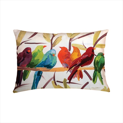 Picture of Manual Woodworkers and Weavers SHXFKT Flocked Together Birds Climaweave Pillow Digitally Printed 24 X 18 in.