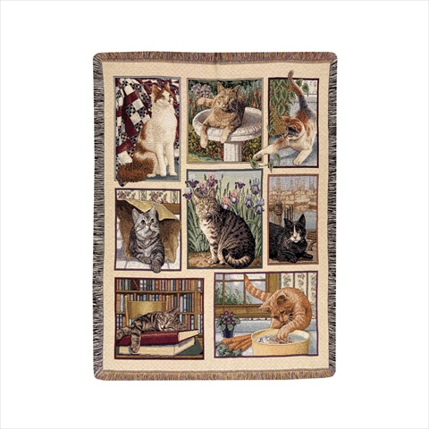 Picture of Manual Woodworkers and Weavers ATKC Kitty Corner Tapestry Throw Blanket Tapestry Throw Blanket Jacquard Woven Fashionable Design 60 X 47 in.