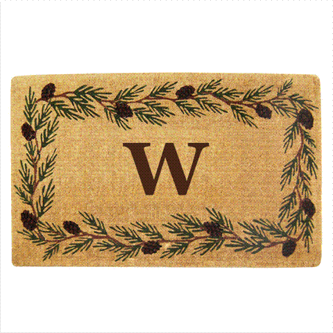 Picture of Nedia Home 02011W Heavy Duty Coco Mat 22 x 36 In. Evergreen Border Monogrammed W
