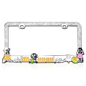 LPF2MC026WIT Dog Playground Design With Sparkling White Crystals Metal Frame