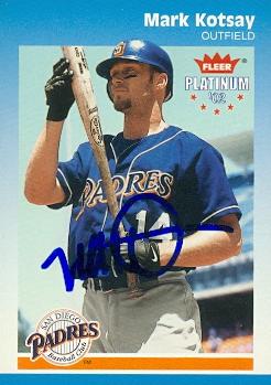 Mark Kotsay Autographed Baseball Card San Diego Padres 2002 Fleer Platinum No . 52