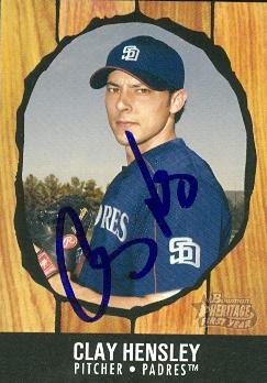 71490 Clay Hensley Autographed Baseball Card San Diego Padres 2003 Bowman Heritage No . 229 -  Autograph Warehouse
