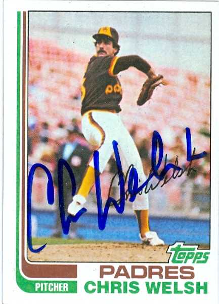 71569 Chris Welsh Autographed Baseball Card San Diego Padres 1982 Topps No . 376