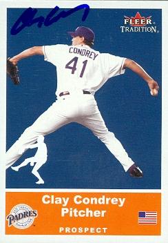 71689 Clay Condrey Autographed Baseball Card San Diego Padres 2002 Fleer Tradition No . U85 -  Autograph Warehouse