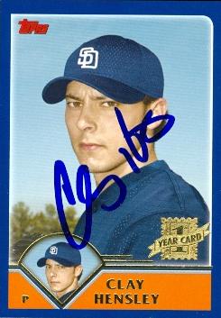 71747 Clay Hensley Autographed Baseball Card San Diego Padres 2003 Topps No . T237 -  Autograph Warehouse