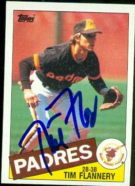 71811 Tim Flannery Autographed Baseball Card San Diego Padres 1985 Topps No . 182 -  Autograph Warehouse