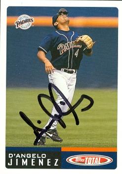 71894 D Angelo Jimenez Autographed Baseball Card San Diego Padres 2002 Topps Total No . 558 -  Autograph Warehouse