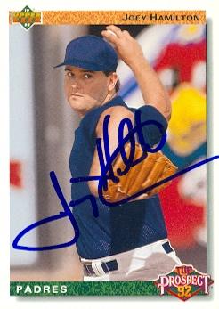 71902 Joey Hamilton Autographed Baseball Card San Diego Padres 1992 Upper Deck No . 67