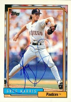 71915 Greg Harris Autographed Baseball Card San Diego Padres 1992 Topps No . 636 -  Autograph Warehouse