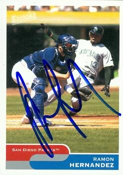 71919 Ramon Hernandez Autographed Baseball Card San Diego Padres 2004 Topps Bazooka No . 26 -  Autograph Warehouse