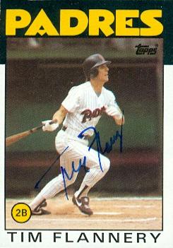 71932 Tim Flannery Autographed Baseball Card San Diego Padres 1986 Topps No . 413 -  Autograph Warehouse