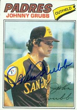 71954 Johnny Grubb Autographed Baseball Card San Diego Padres 1977 Topps No . 286 -  Autograph Warehouse