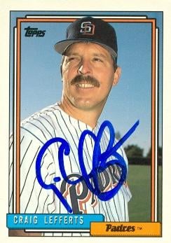 72019 Craig Lefferts Autographed Baseball Card San Diego Padres 1992 Topps No . 41 -  Autograph Warehouse