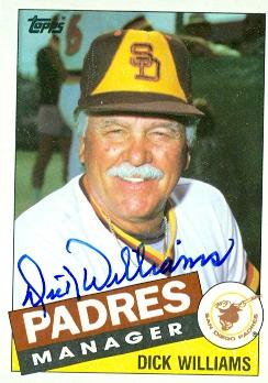 72048 Dick Williams Autographed Baseball Card San Diego Padres 1985 Topps No . 66 -  Autograph Warehouse