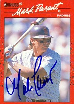 72117 Mark Parent Autographed Baseball Card San Diego Padres 1990 Donruss No . 229