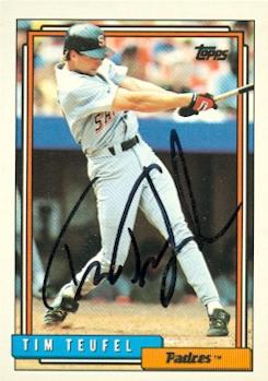 72187 Tim Teufel Autographed Baseball Card San Diego Padres 1992 Topps No . 413