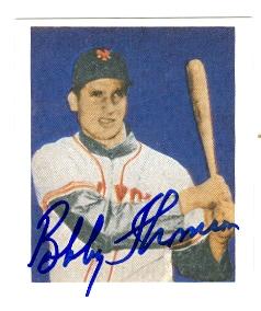 72372 Bobby Thomson Autographed Baseball Card New York Giants 1949 Bowman No . 18 67 1988 Reprint Series -  Autograph Warehouse