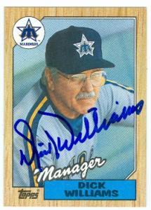 72437 Dick Williams Autographed Baseball Card Seattle Mariners 1987 Topps No . 418 67 -  Autograph Warehouse