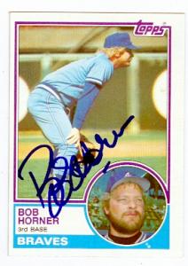 Bob Horner autographed baseball card (Atlanta Braves) 1983 Topps #50 (67) - Autographed Baseball Cards