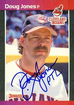 Picture of Autograph Warehouse 72982 Doug Jones Autographed Baseball Card Cleveland Indians 1989 Donruss No . 438