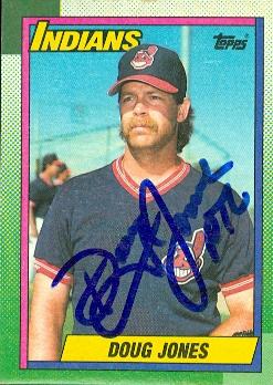 Picture of Autograph Warehouse 73104 Doug Jones Autographed Baseball Card Cleveland Indians 1990 Topps No . 75
