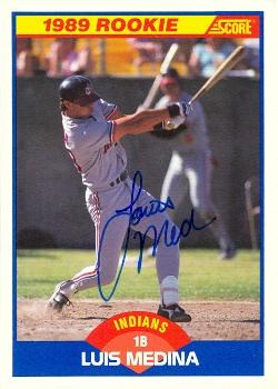 Luis Medina autographed Baseball Card (Cleveland Indians) 1989 Score #633 - Autographed Baseball Cards