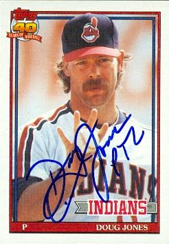 Picture of Autograph Warehouse 73128 Doug Jones Autographed Baseball Card Cleveland Indians 1991 Topps No . 745