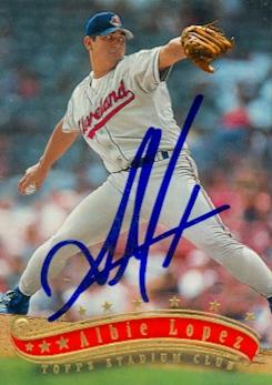 Albie Lopez autographed Baseball Card (Cleveland Indians) 1997 TSC #260 - Autographed Baseball Cards