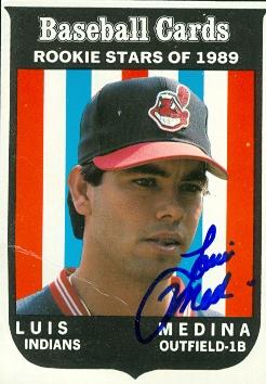 Luis Medina autographed Baseball Card (Cleveland Indians) 1989 Baseball Card Magazine #40 creased - Autographed Baseball Cards