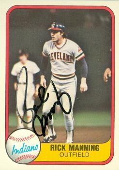 Rick Manning autographed Baseball Card (Cleveland Indians) 1981 Fleer #403 - Autographed Baseball Cards