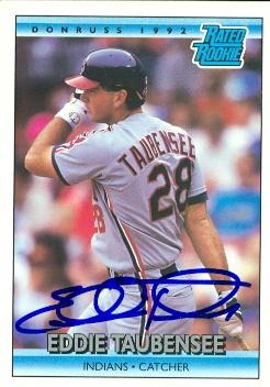 Eddie Taubensee autographed Baseball Card (Cleveland Indians) 1992 Donruss #18 - Autographed Baseball Cards
