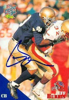 Autograph Warehouse 73592 Jeff Burris Autographed Football Card Notre Dame 1994 Classic No 50