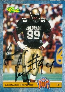 Autograph Warehouse 73632 Leonard Renfro Autographed Football Card Colorado 1993 Classic No 64