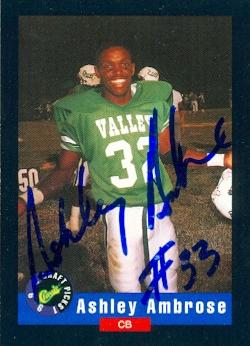 Autograph Warehouse 73658 Ashley Ambrose Autographed Football Card Mississippi Valey 1992 Classic No 29